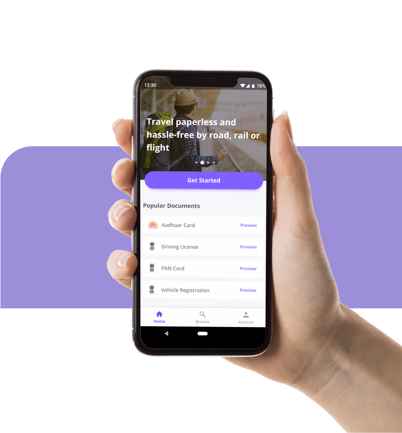 Phone mockup showing DigiLocker