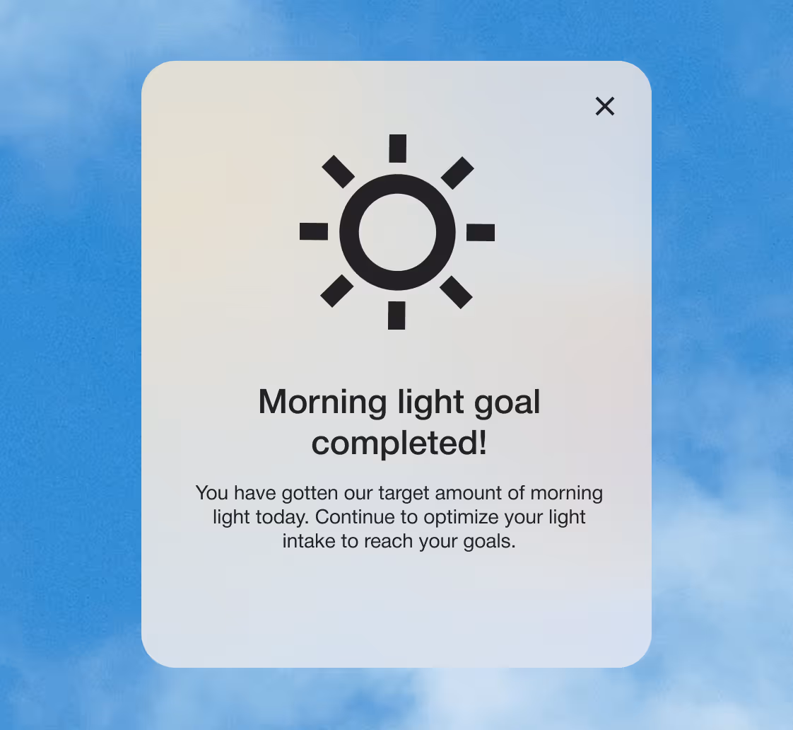 Morning light goal completed card