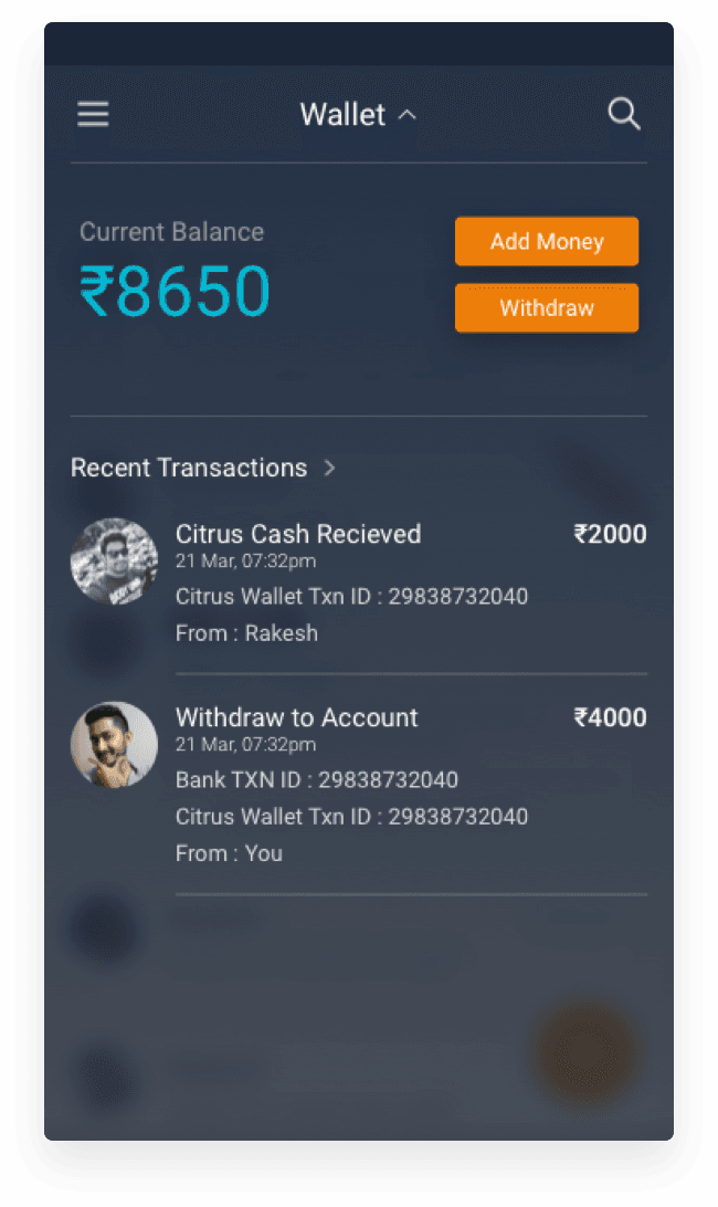 Citrus UI Design Screen