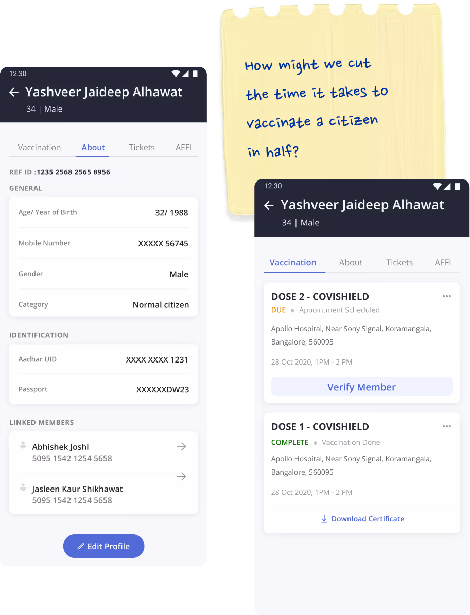 CoWIN app screen
