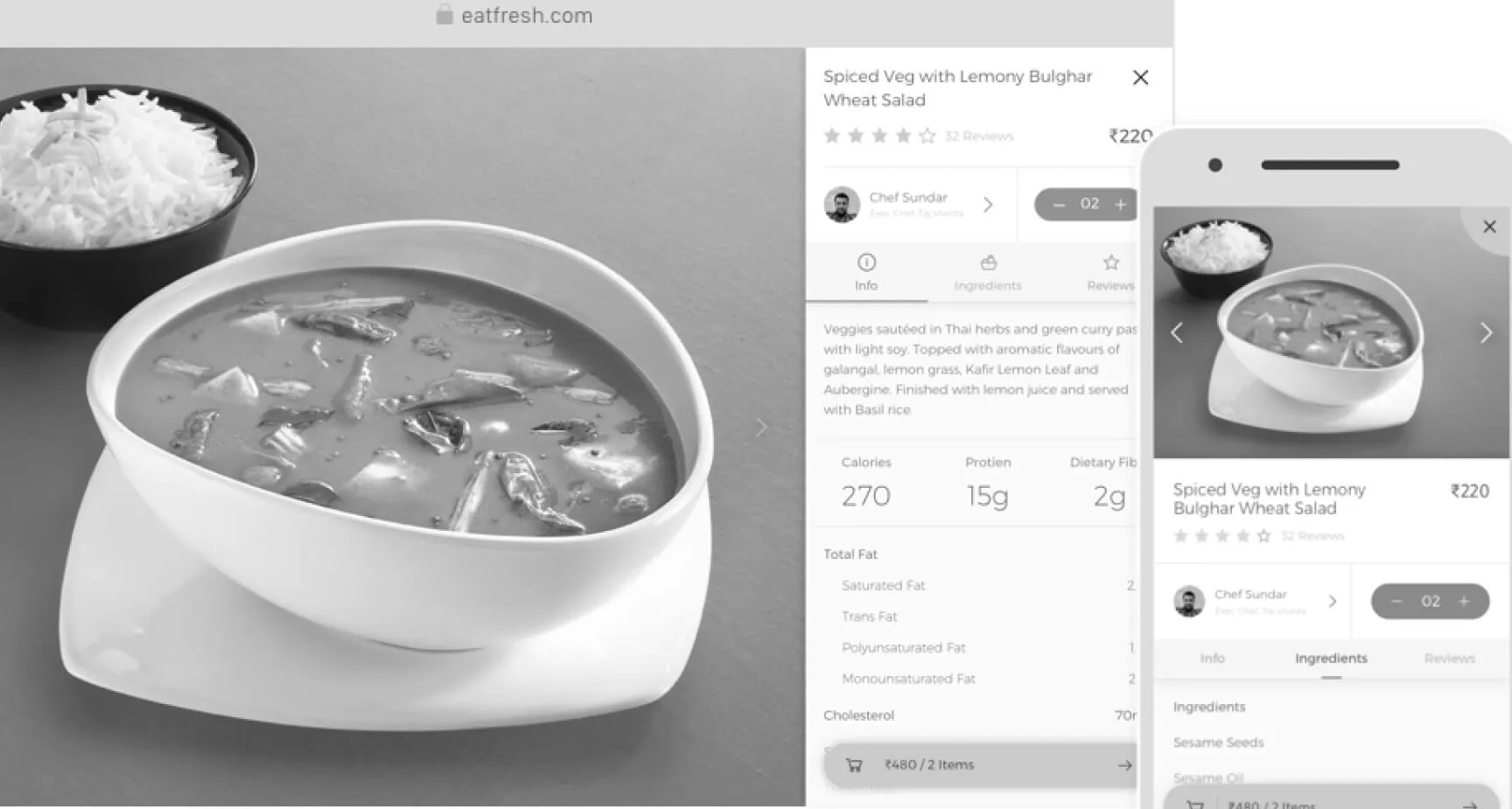EatFresh UI design screen