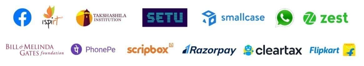 Design Jam participating organisations: Facebook, iSPIRT, Takshashila Institution, Setu, smallcase, WhatsApp, Zest, Bill & Melinda Gates Foundation, PhonePe, Scripbox, Razorpay, ClearTax, Flipkart