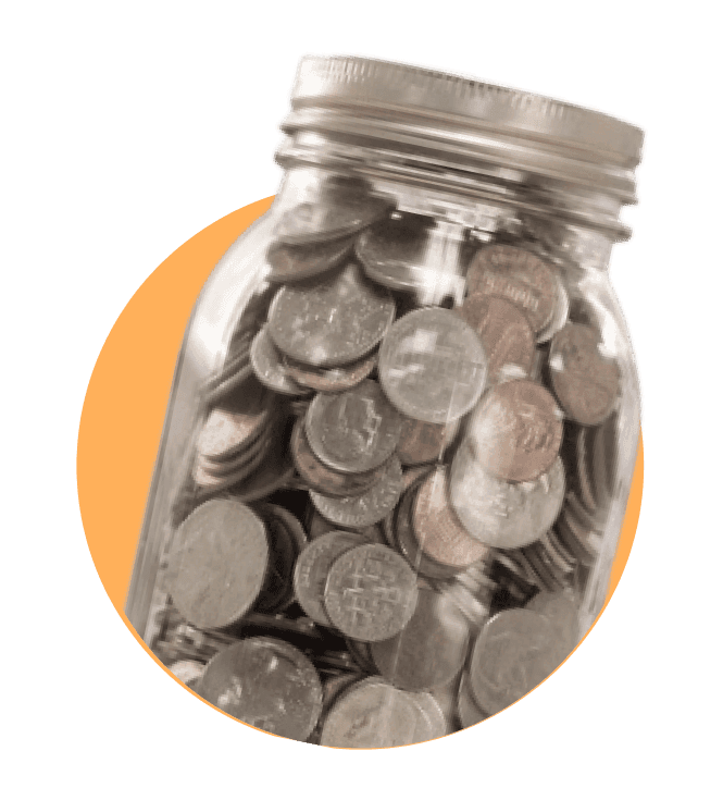 Jar containing coins