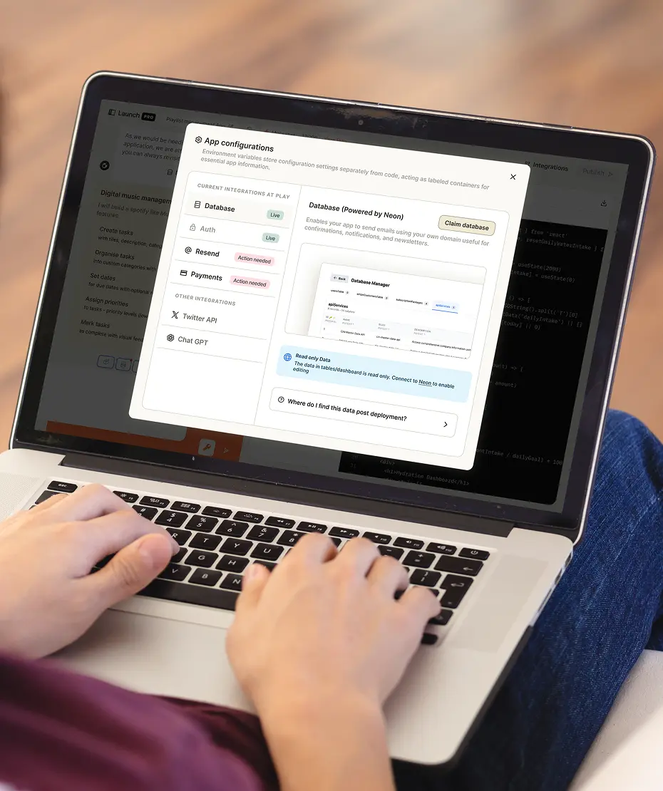 Launch.Today app configuration panel on a laptop