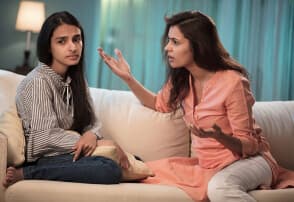 Two women talking