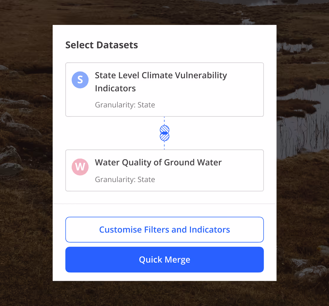 Quick Merge: select two datasets to merge