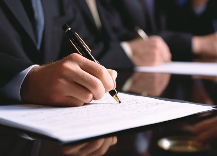 Hand signing a document