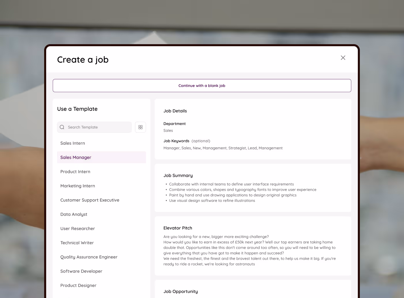 Create a job from a template