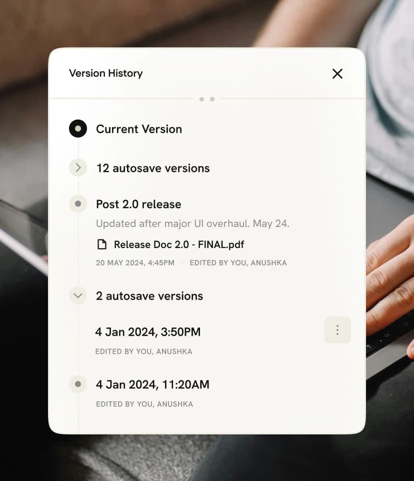 Version history of a help article