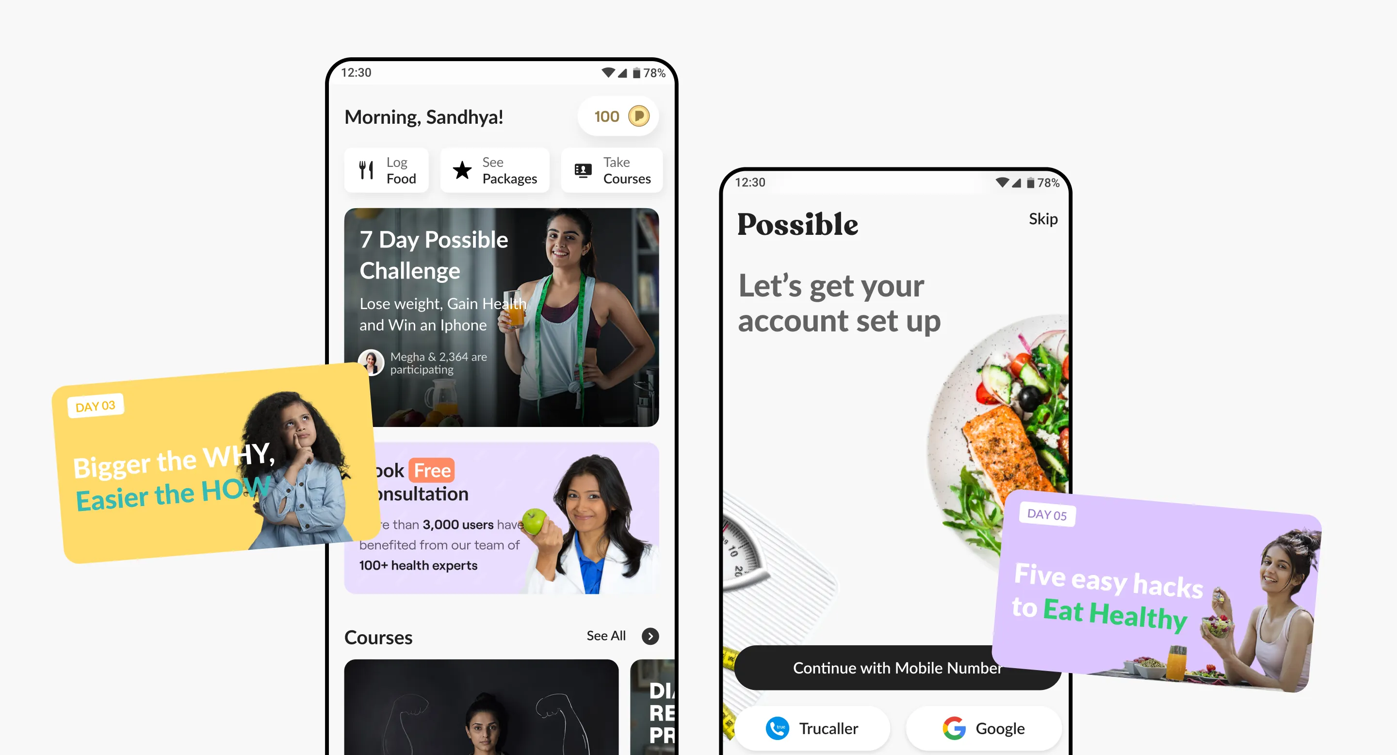 Possible app screens