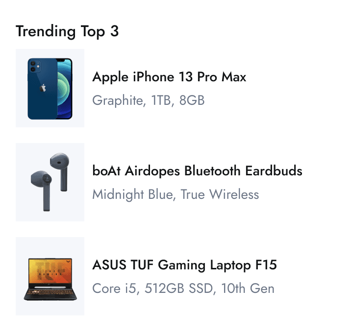 Product listing