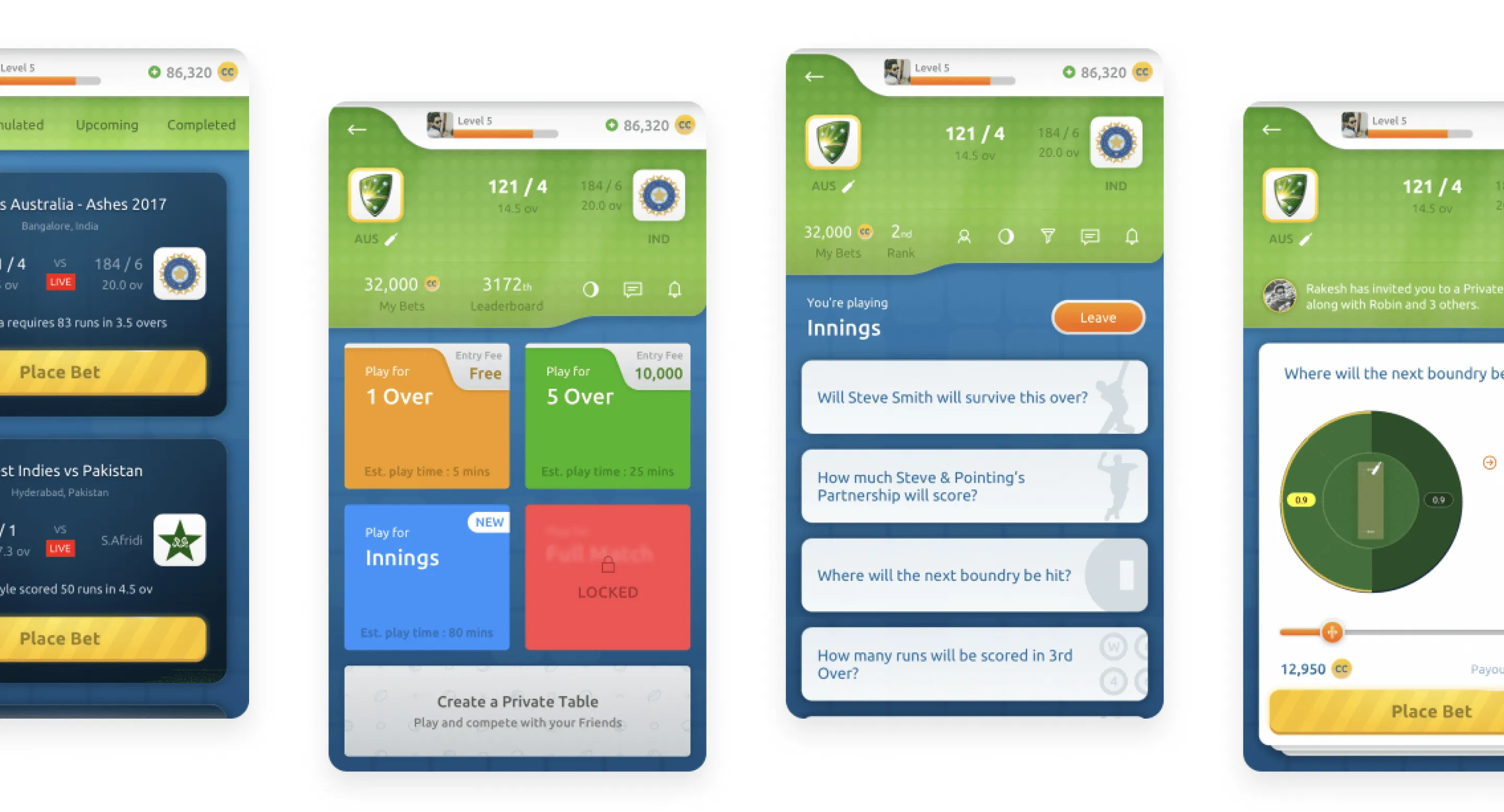 Sportsie app screens