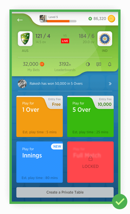 Sportsie UI design screen