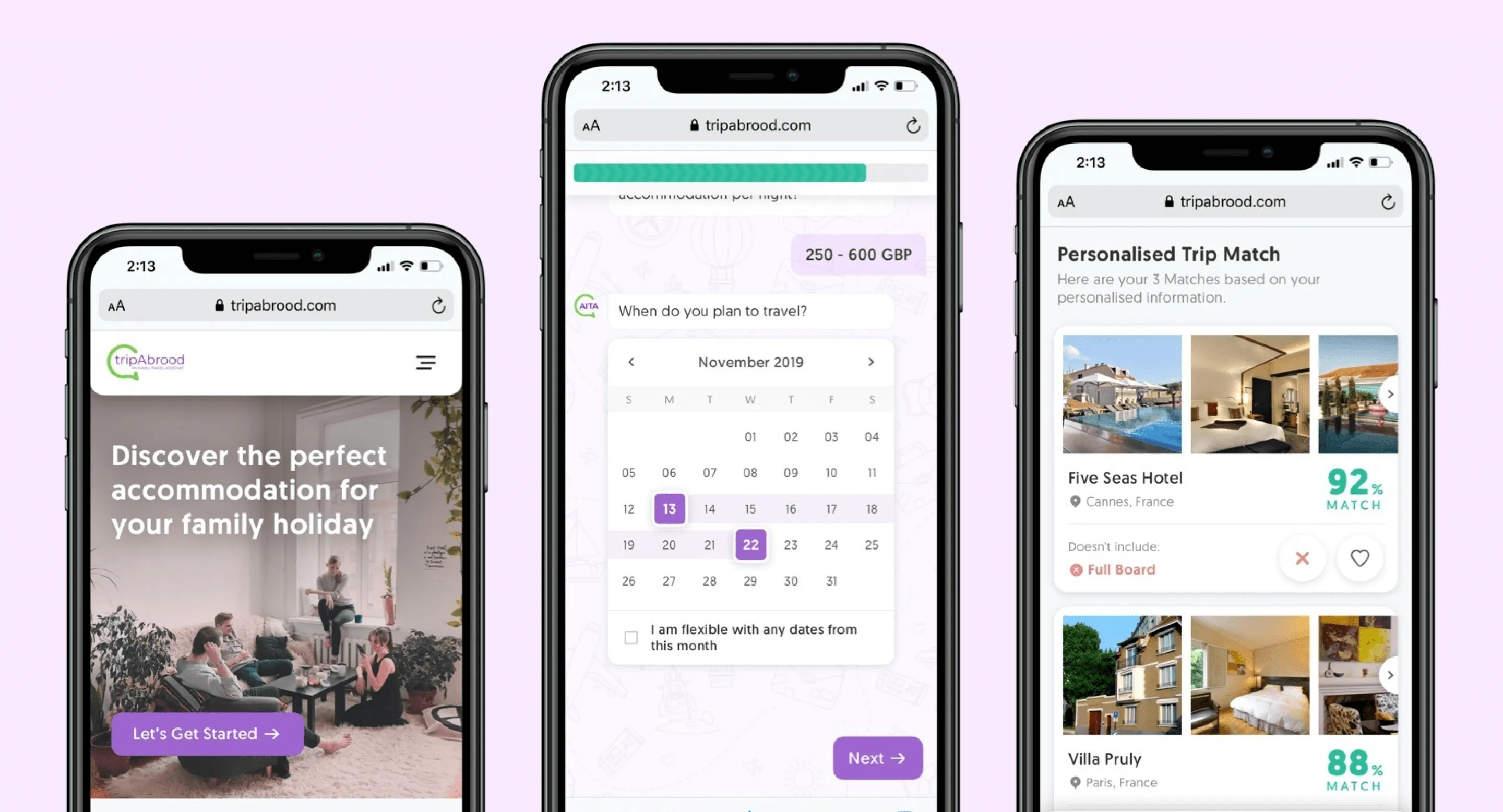 TripAbrood app screens