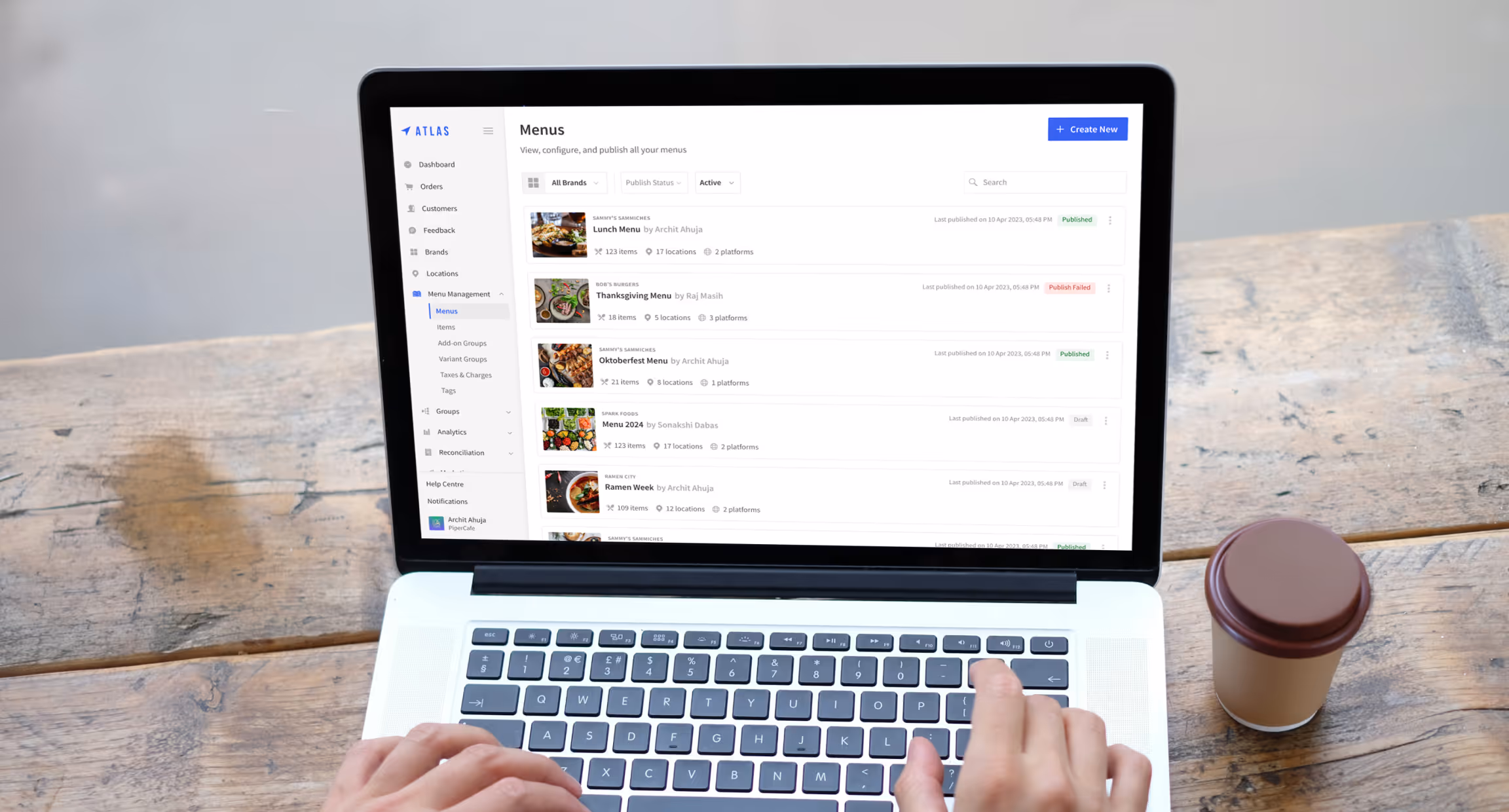 Menu management across brands in UrbanPiper