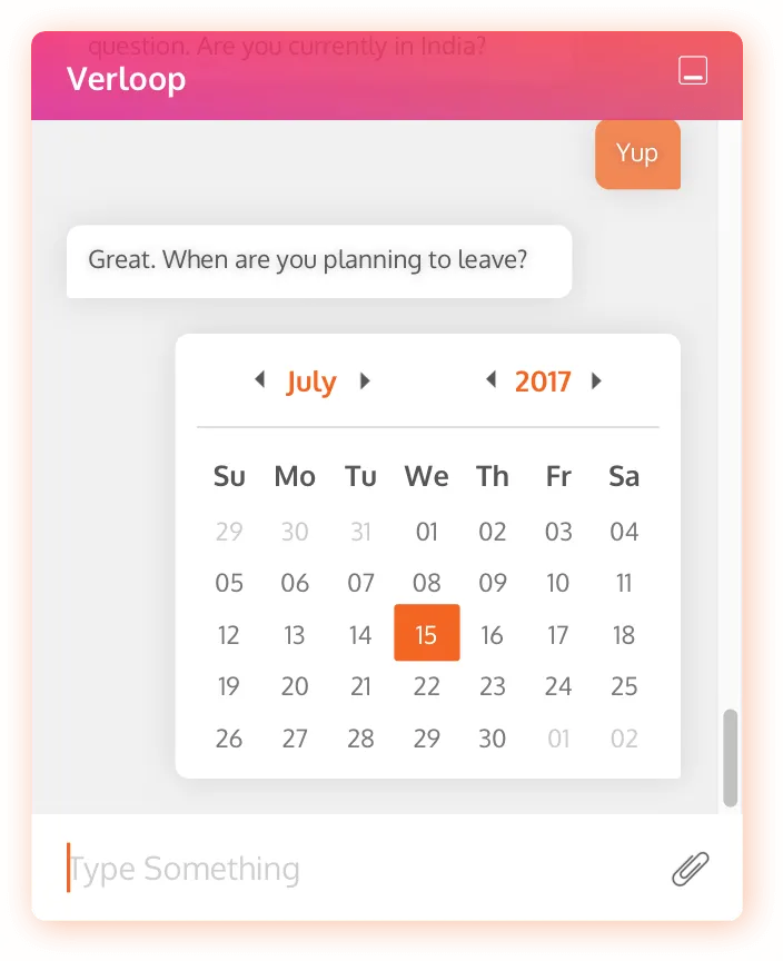 Verloop calendar screen design