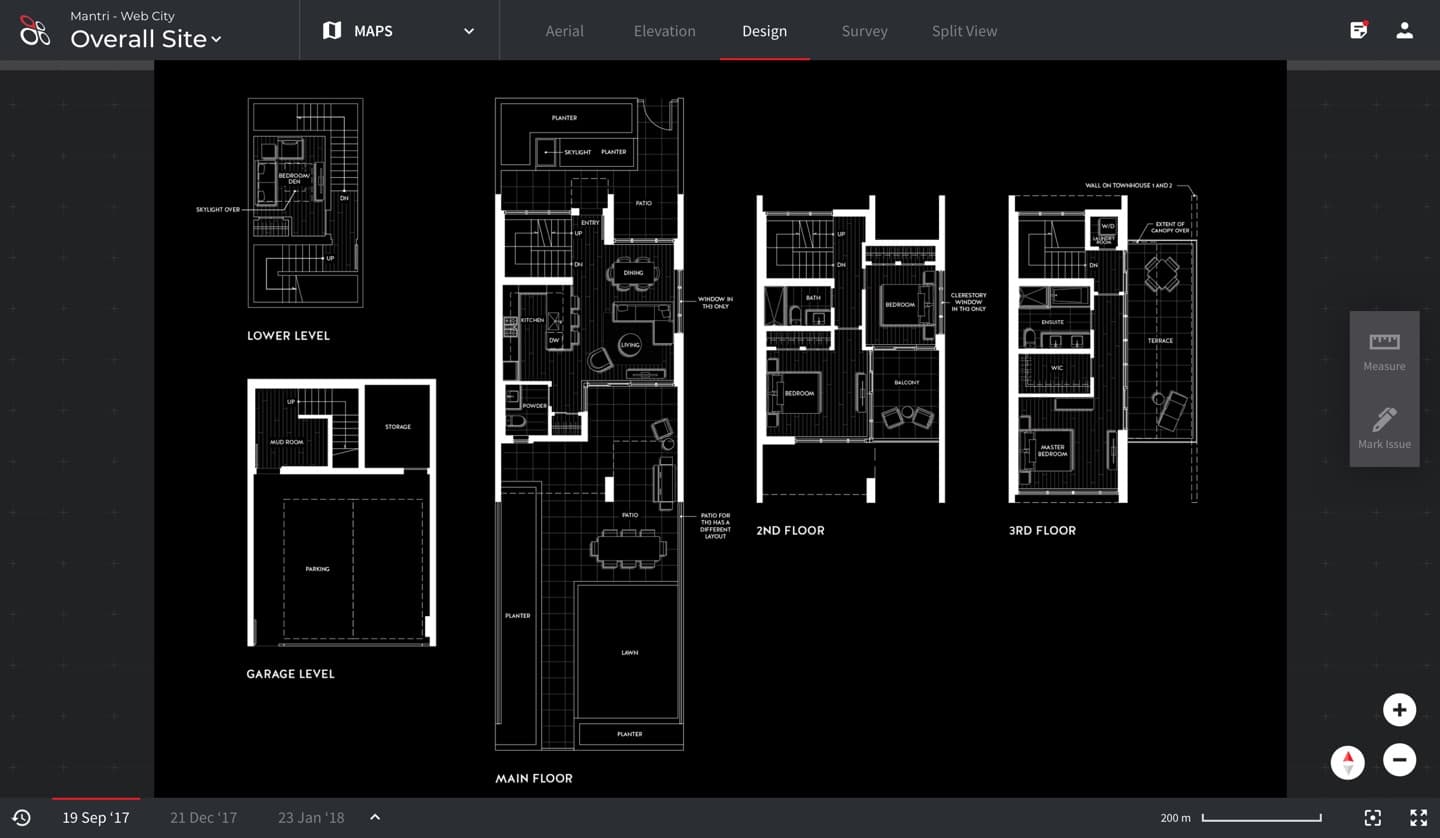 Floor plans in the design view