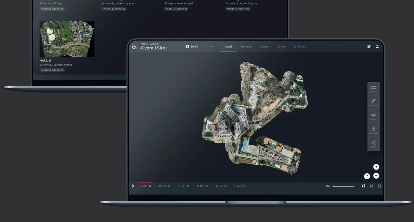 Vimana 3D drone map of a construction site on a laptop
