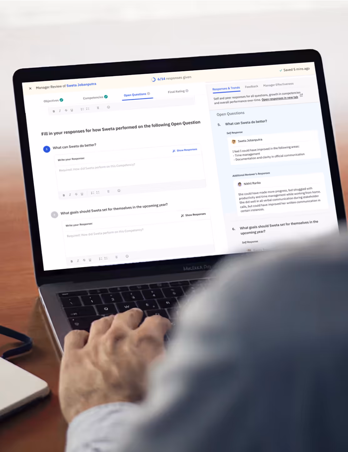 Manager filling in a review with all sections visible